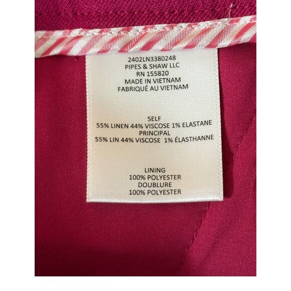 Veronica Beard shorts Noemi linen blend dark pink size 2 - Picture 4 of 6